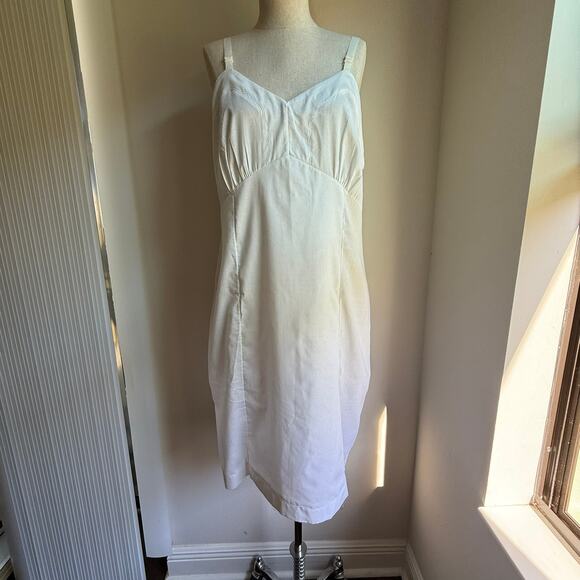 Vintage Sliperfection White Cotton Blend Slip Dress Adjustable Straps Size 36 - Picture 3 of 12